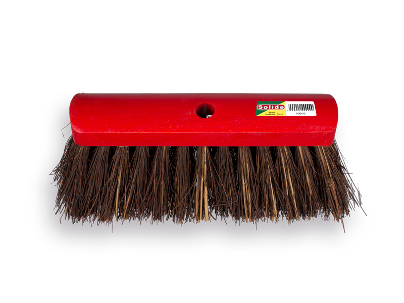 Straatbezem SOLIDE bassine/afrika, rood gelakt 30 cm, vlakke kap, zonder steel