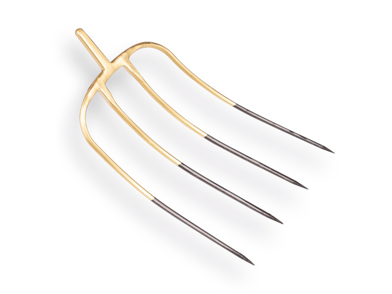 Mestvork OFFNER 4 tands brons met stift, zonder steel