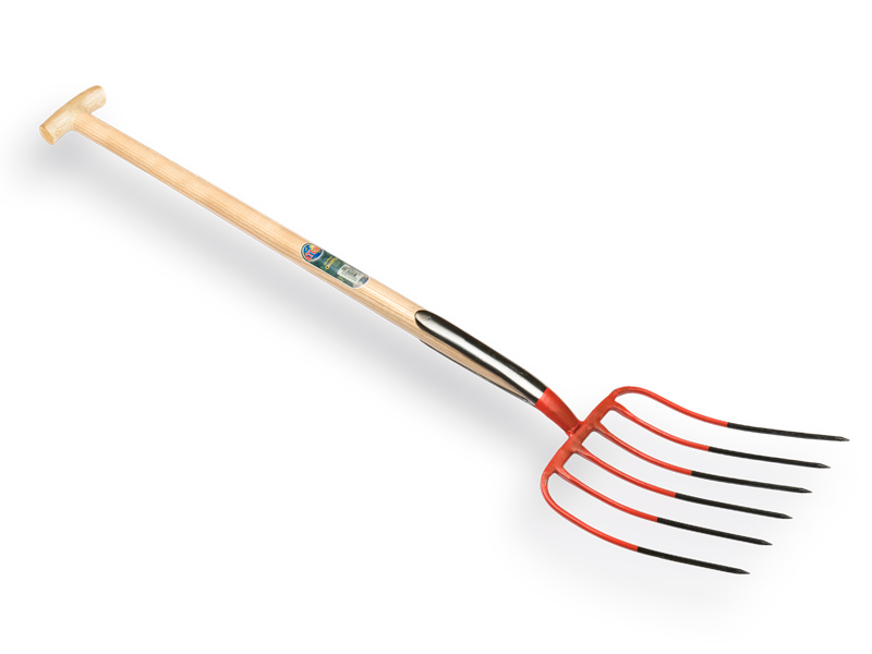 Mestvork OFFNER 6 tands rood, met dubbele veer en ATLAS T-steel 90 cm