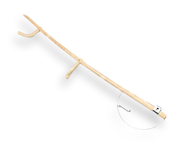Zeisboom hout gebogen 175 cm, met grepen en zeisring