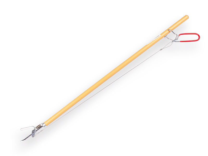 Zwerfvuilgrijper FLORA 21, 85 cm hout, platte metalen bek en lusgreep