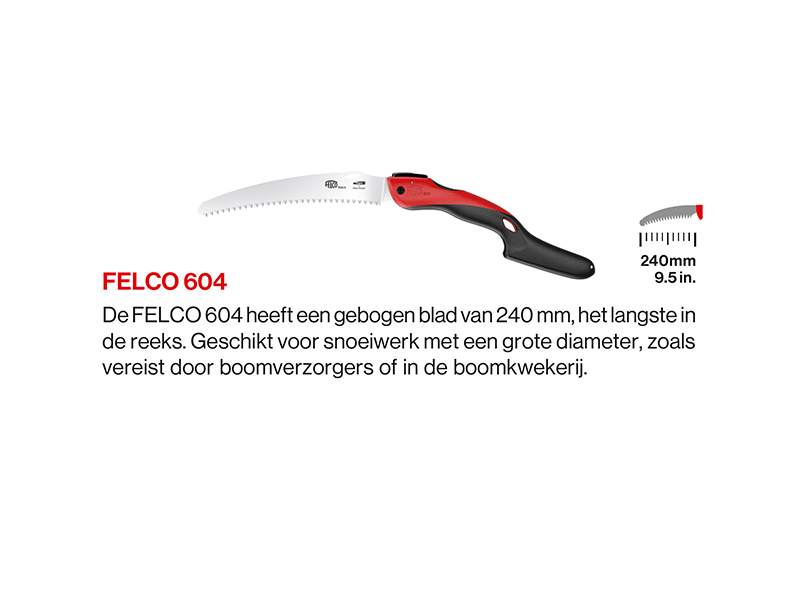 Snoeizaag / vouwzaag Felco 604 inklapbaar, bladlengte 24 cm, gebogen zaagblad