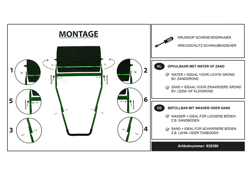 Gazonwals 52 cm breed, doorsnede 33 cm