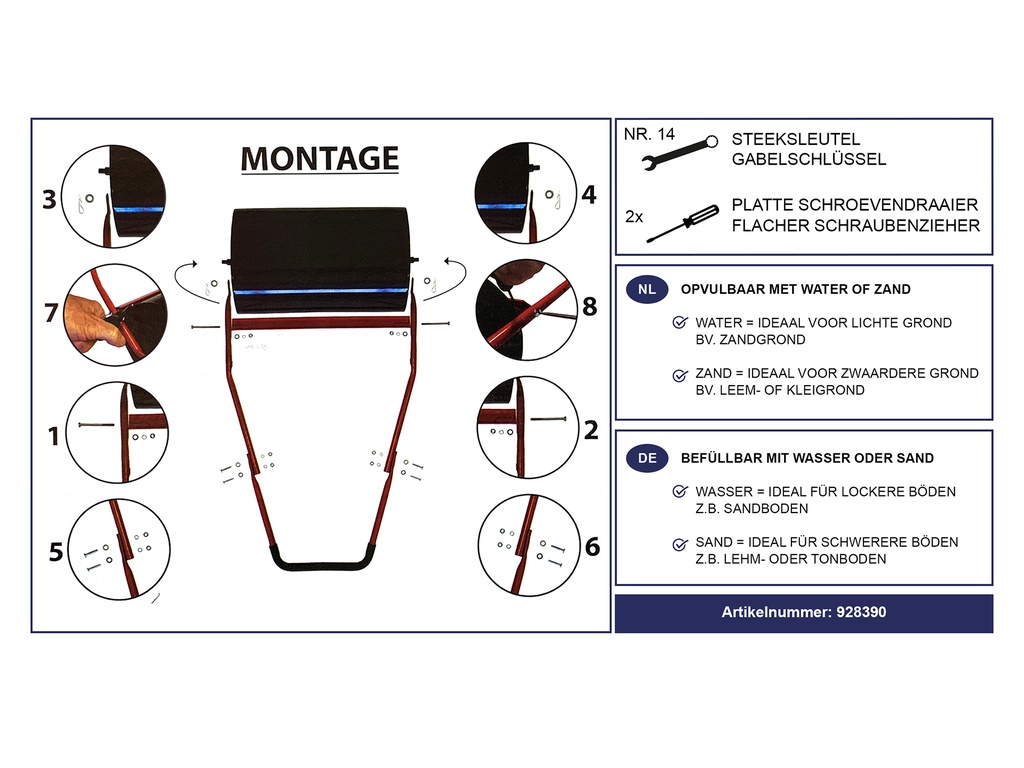 Gazonwals 52 cm breed, doorsnede 33 cm