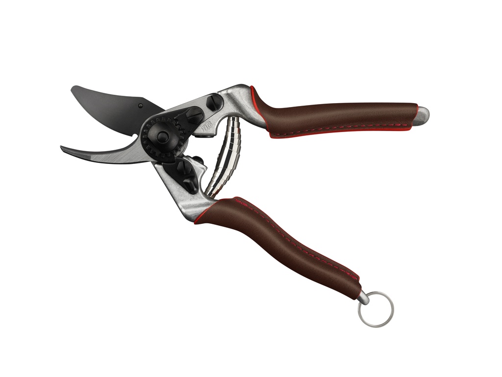 Snoeischaar met F-Tech bovenmes, leder comfort  handgrepen en sluitclip met extra 'halve stand'