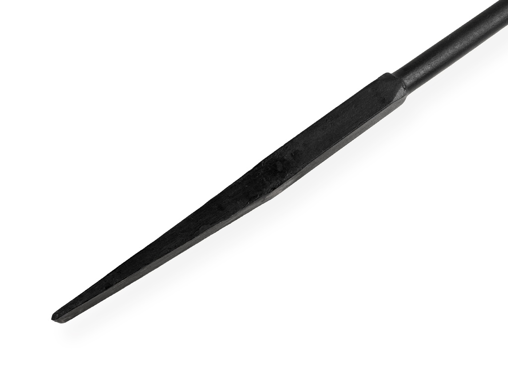 Stootijzer 135 cm met platte beitel en knop, onderzijde 55 cm vierkant met wigpunt