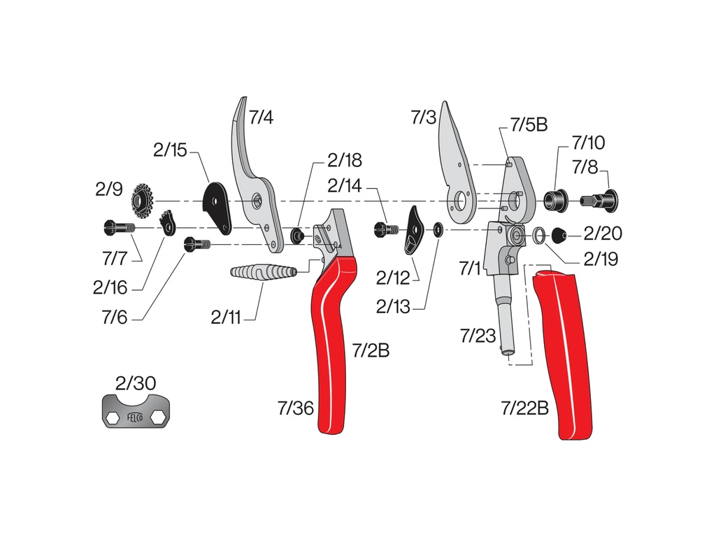 Snoeischaar FELCO 7, ergonomisch met rolhandvat, knipt tot 25 mm
