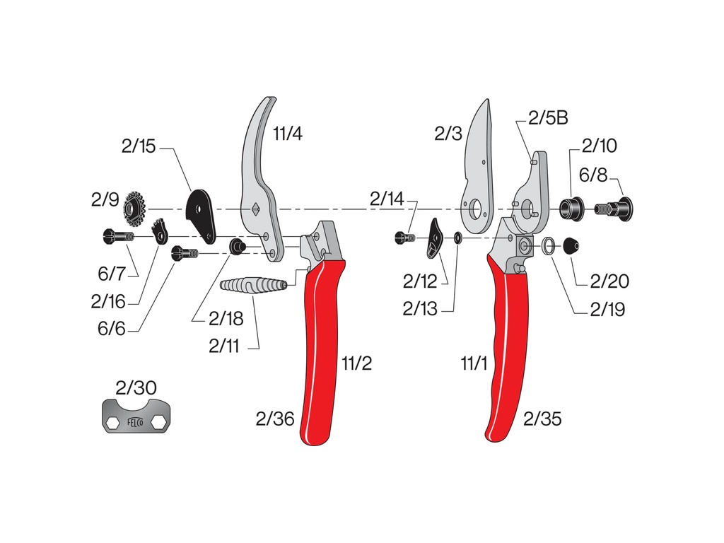 Snoeischaar FELCO 11 (Large), vast ondermes, knipt tot 25 mm