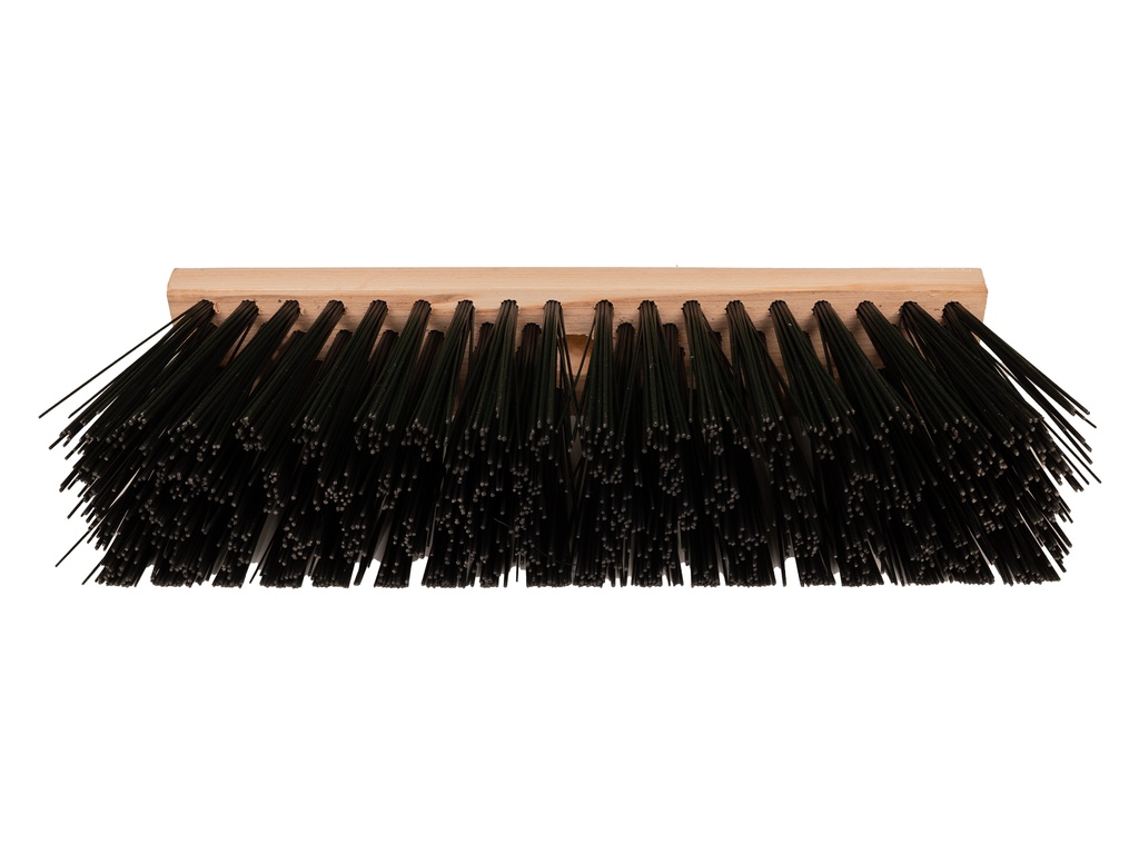 Straatbezem SOLIDE PVC zwart 40 cm, vezeldikte 1,5 mm, vlakke kap, zonder steel. FSC 100%