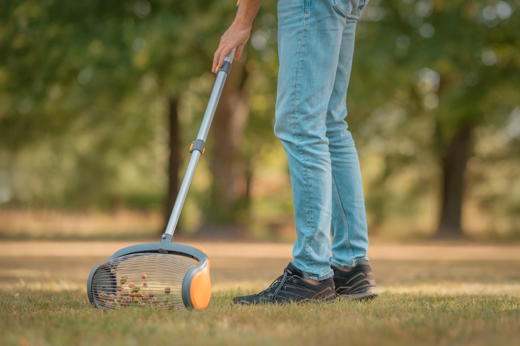 Notenraper - Vruchtenraper SOLIDE, met klik-open luik en telescoopsteel 39 - 110 cm
