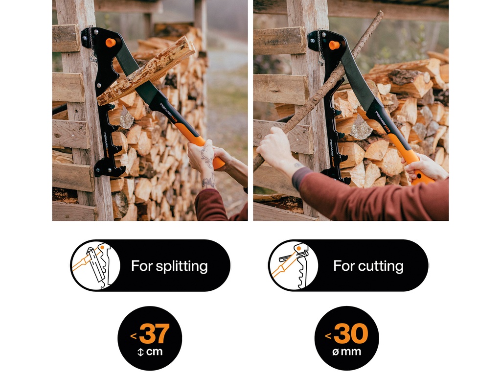 Houtklover FISKARS X-Serie voor wandmontage, met kapmes