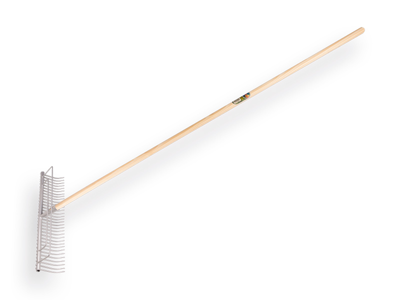 Grashark ATLAS staal 60 cm met 32 gebogen tanden, met steel 170 x 2,8 cm. FSC 100%