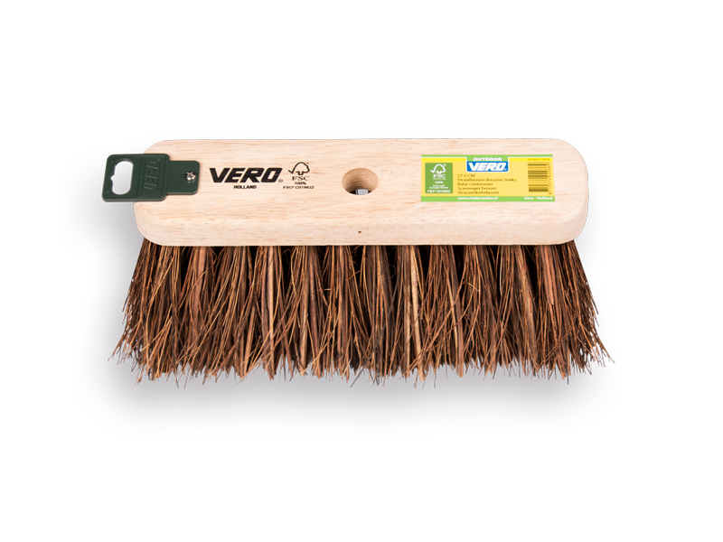 Straatbezem VERO 12 bassine/stalks 27,5 cm, vlakke kap