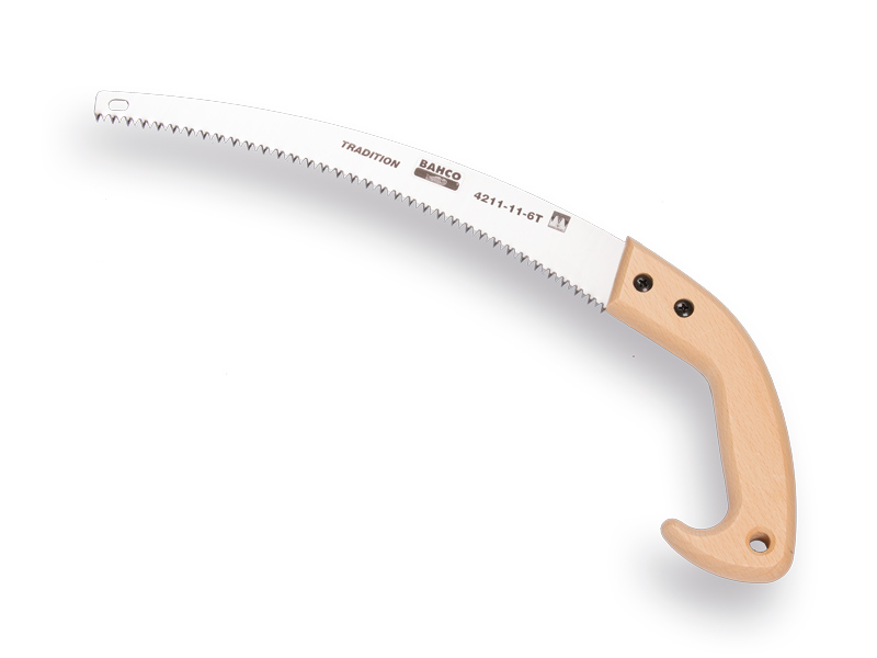 Snoeizaag BAHCO 4211-14-6T, gebogen blad 36 cm, houten greep, niet naslijpbaar