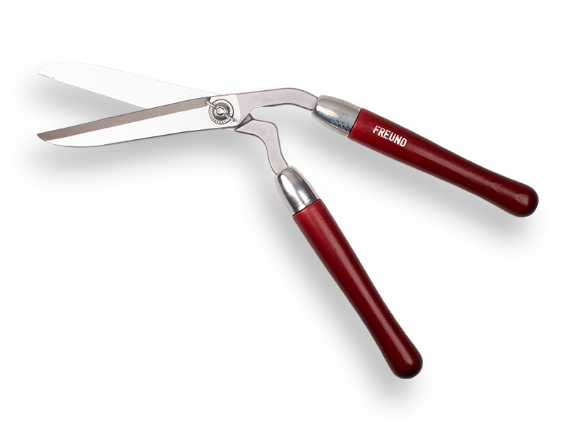 Gaasschaar FREUND 14 PD halfgebogen, 51 cm, blad 20 cm, met houten grepen