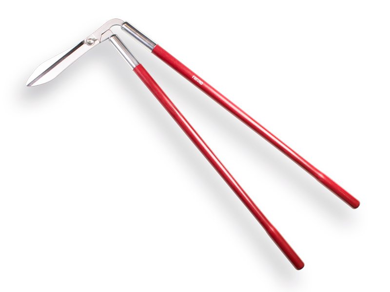 Graskantschaar FREUND 1 gesmeed 95 cm, verticaal snijdend, houten grepen