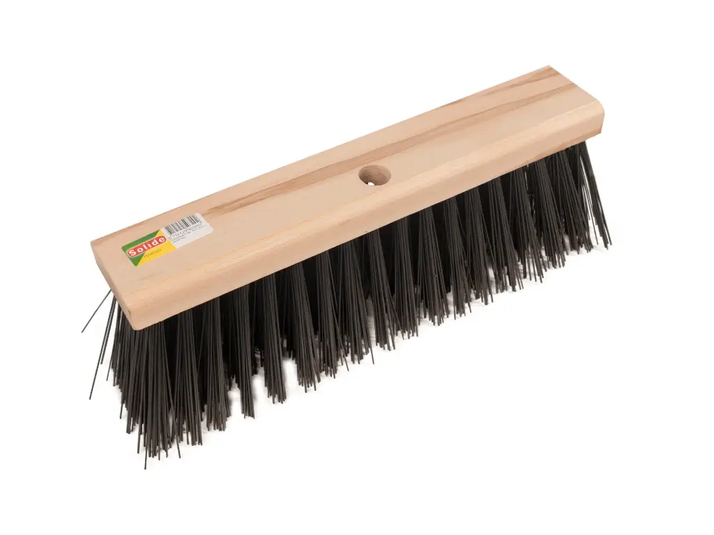 Straatbezem SOLIDE PVC zwart 40 cm, vezeldikte 1,5 mm, vlakke kap, zonder steel. FSC 100%