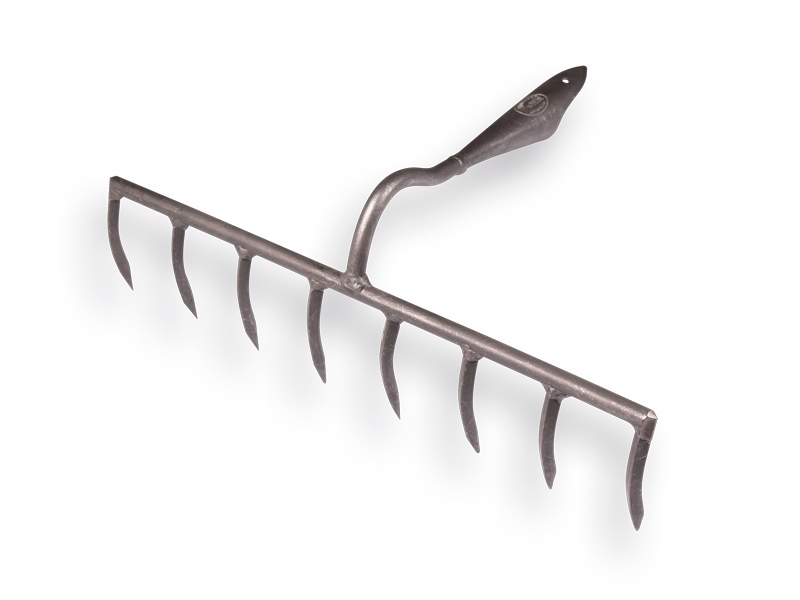 Bouwhark DE WIT gesmeed met 8 gebogen tanden, zonder steel