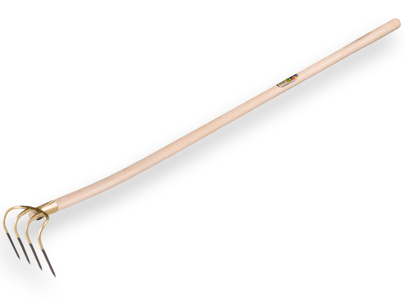 Mesthaak OFFNER 4 tands, korte tanden 13 cm, met dul en gebogen ATLAS steel 140 cm