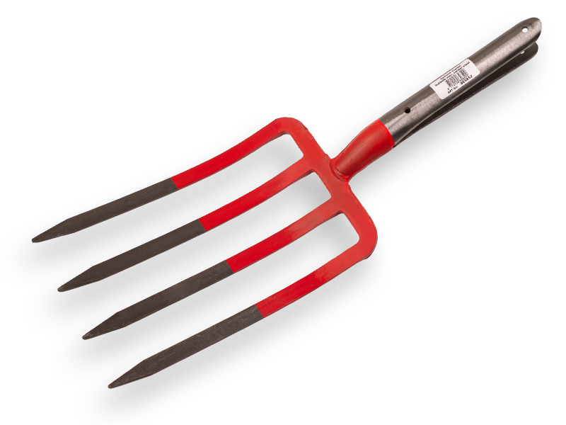 Spitvork OFFNER 4 tands rood, met dubbele veer, zonder steel