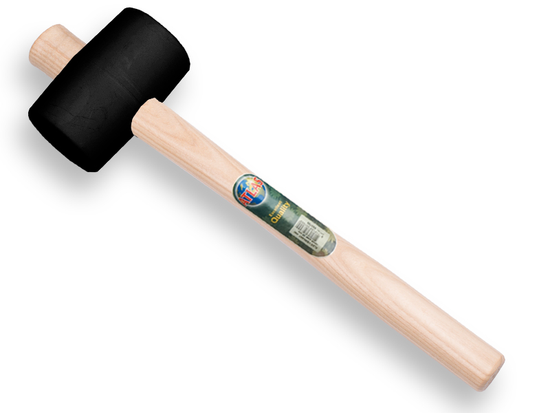 Rubberhamer GRIPLINE nr. 2 zacht, 500 gram Ø 60 x 110 mm, met ESSEN steel