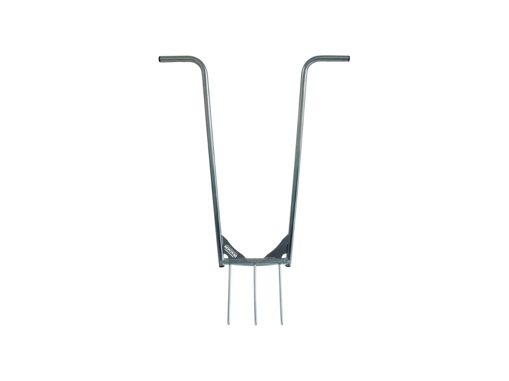 Woelvork DE PYPERE gelakt staal 32 cm, 3 rechte tanden, met handgrepen