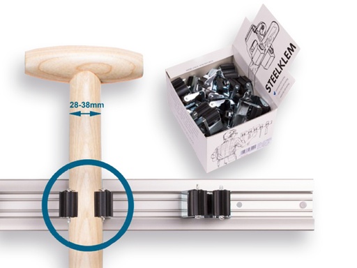 [1107425] 1x Displaydoos PRAX met steelklemmen rond 35 mm (20 stuks per doos)