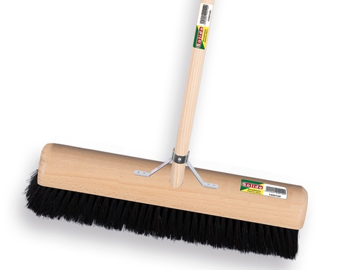 [1550655] Zaalveger SOLIDE paardenhaar zwart 50 cm, ronde kap, met IKAPE steel 150 x 2,8 cm en stokhouder. FSC 100%