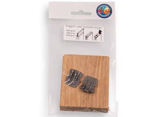 [651815] Bijlspie set, grote houten wig en 2 stuks metalen wig nr. 4