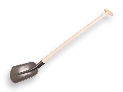 [780594] Steekbats 1/4 00 blank gelakt, met essen PE import schopsteel 100 cm. gebogen, gewaxt.