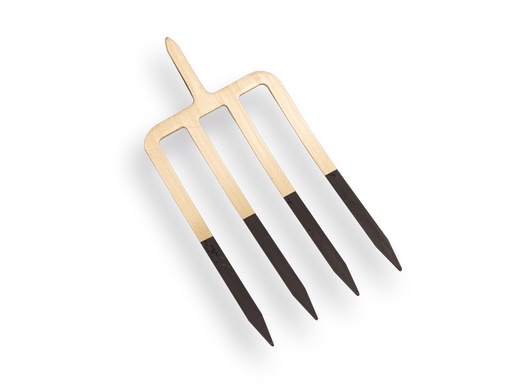 [862000] Spitvork pOFFNER 4 tands brons, 27 cm met stift