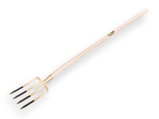 [862012] Spitvork OFFNER 4 tands brons, met dul en ATLAS batsesteel 130 cm