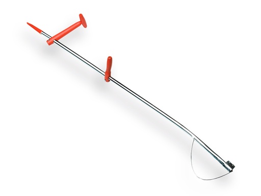 [920000] Zeisboom staal recht 165 cm, met houten grepen, zeisring en beugel