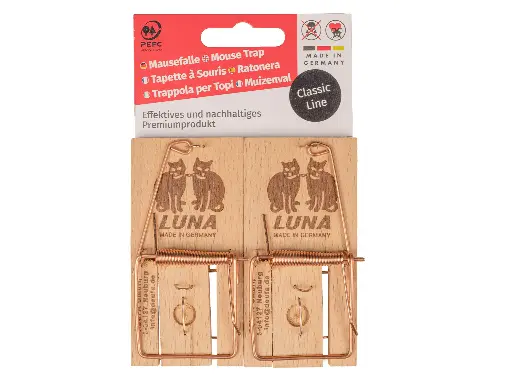 [930350] Muizenval LUNA hout (per blisterkaart van 2 stuks)