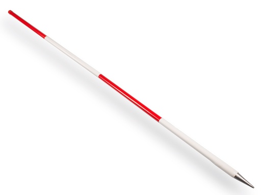 [960908] Jalonstok NESTLE 200 cm staal geplastificeerd, bovenkant rood, met stalen punt
