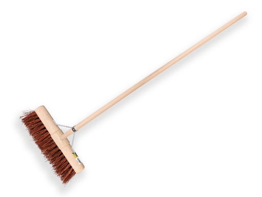 [1550407] Wegenbouwbezem SOLIDE geoliede bassine 45 cm, ronde kap, met IKAPE steel 150 x 2,8 cm en stokhouder. FSC 100%